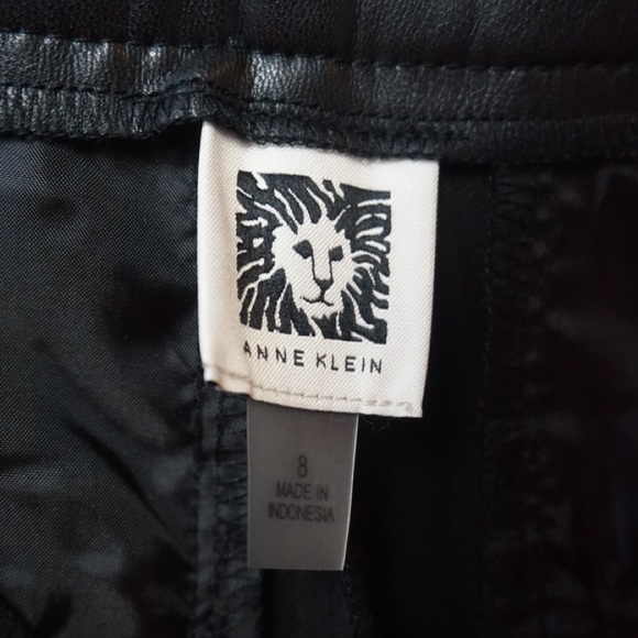 ANNE KLEIN Wide Leg Black Vegan Leather Ankle Pants (US 8) - Picture 7 of 10